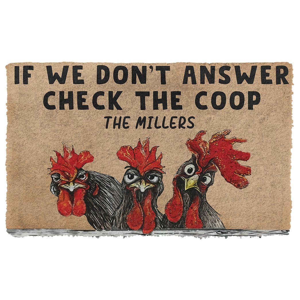 Gearhumans 3D Check The Chicken Coop Custom Name Doormat