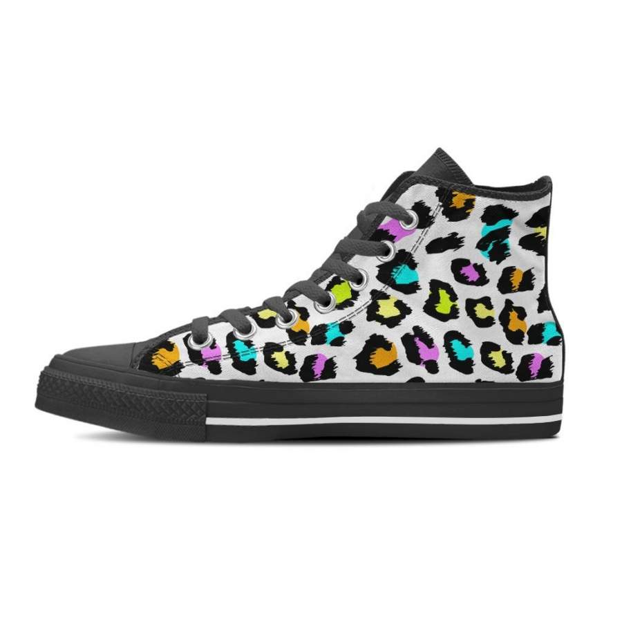 White Leopard Men’s High Top Shoes