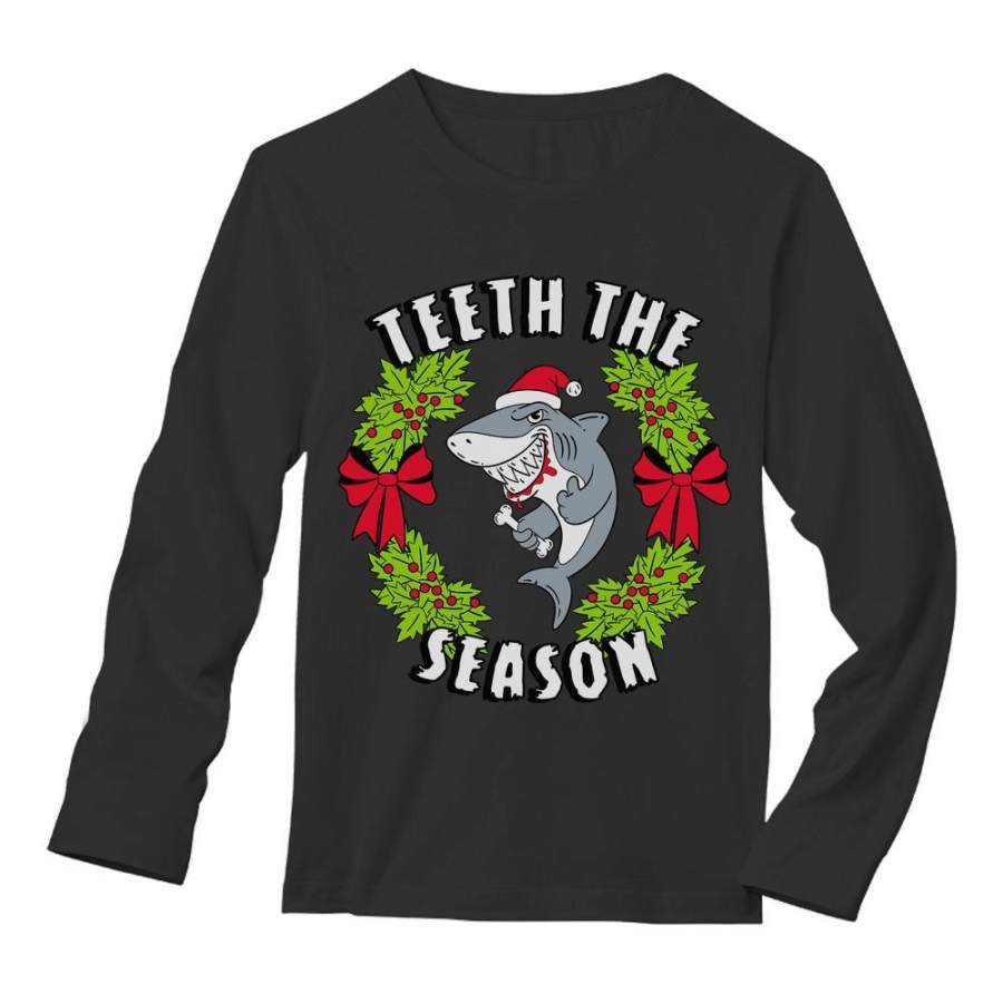 Teeth The Season Santa Shark Christmas Long Sleeve T-Shirt