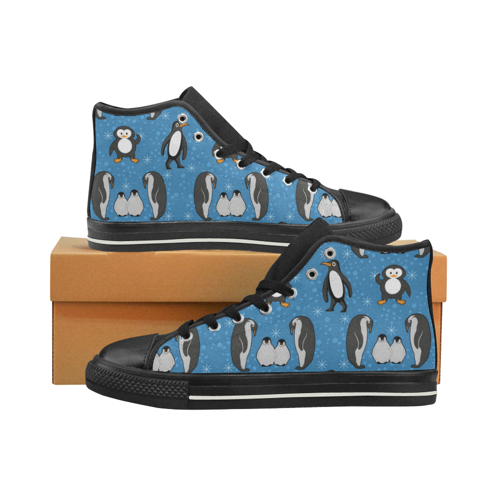 Penguin Black High Top Canvas Shoes for Kid