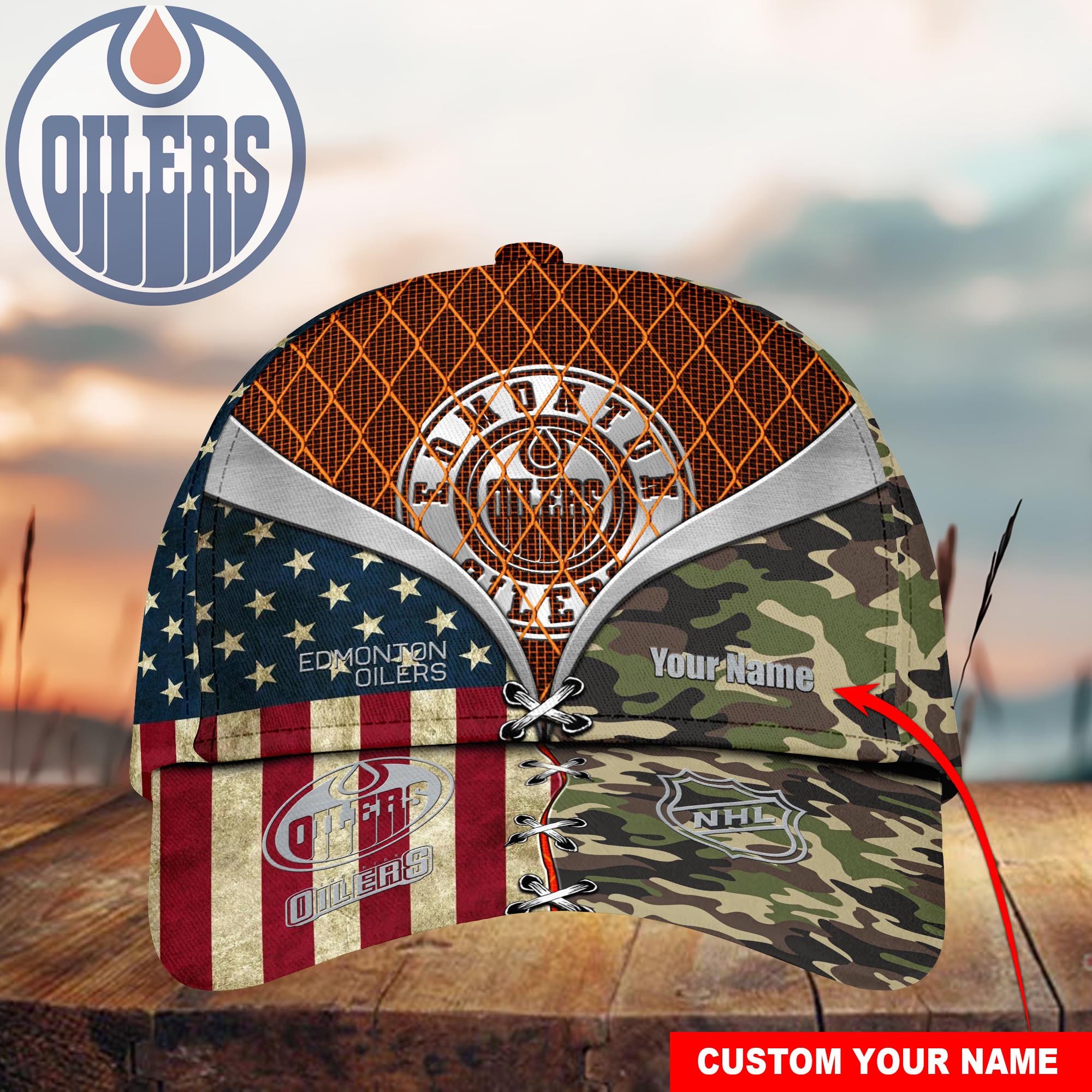 Edmonton Oilers Custom Name Classic, Baseball Caps M-39569