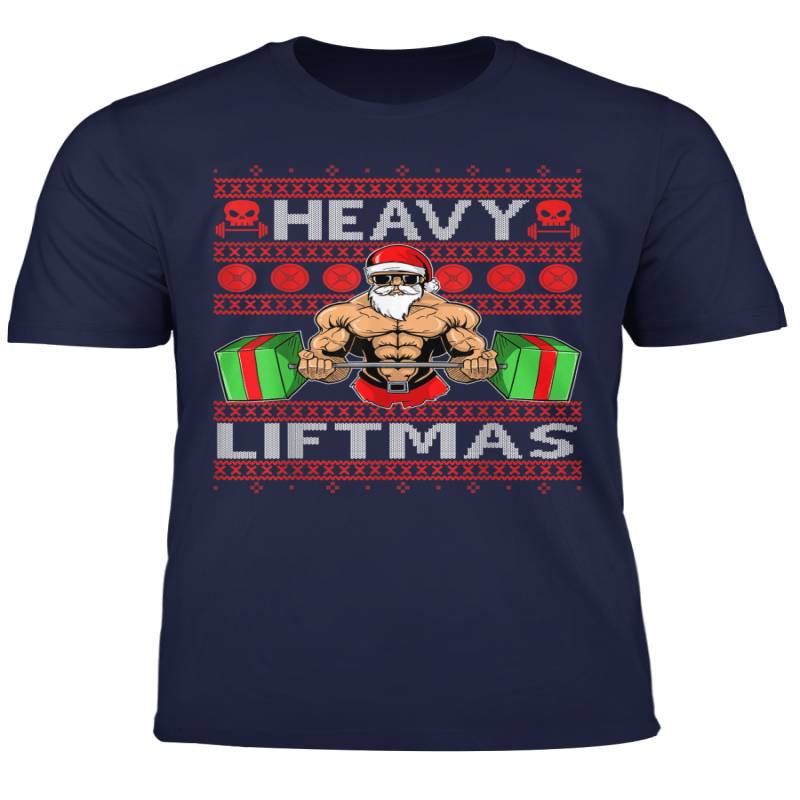 Ugly Christmas Sweater Heavy Liftmas Fitness Santa T Shirt