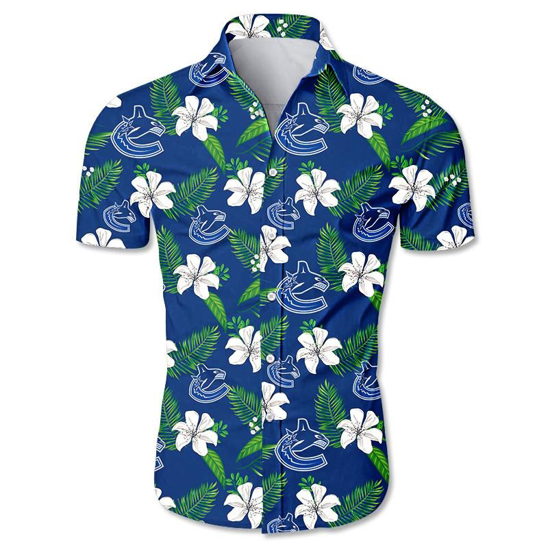 Vancouver Canucks Tropical Flower Hawaiian Shirt