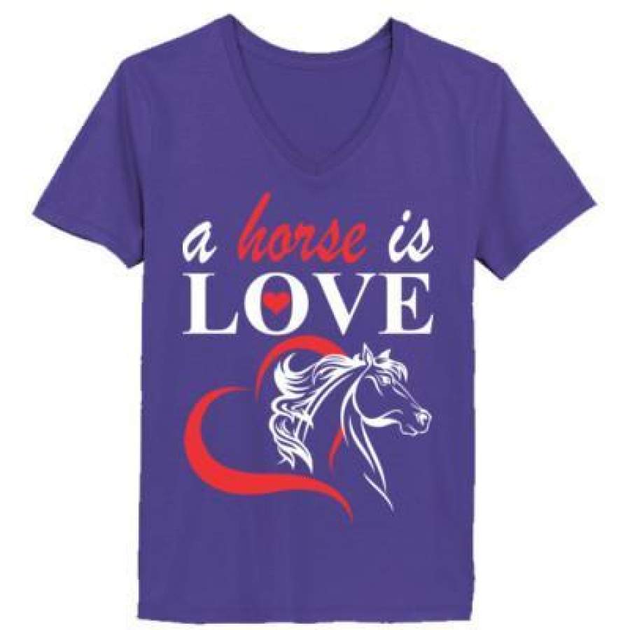 AGR A Horse Is Love Heart – Ladies’ V-Neck T-Shirt