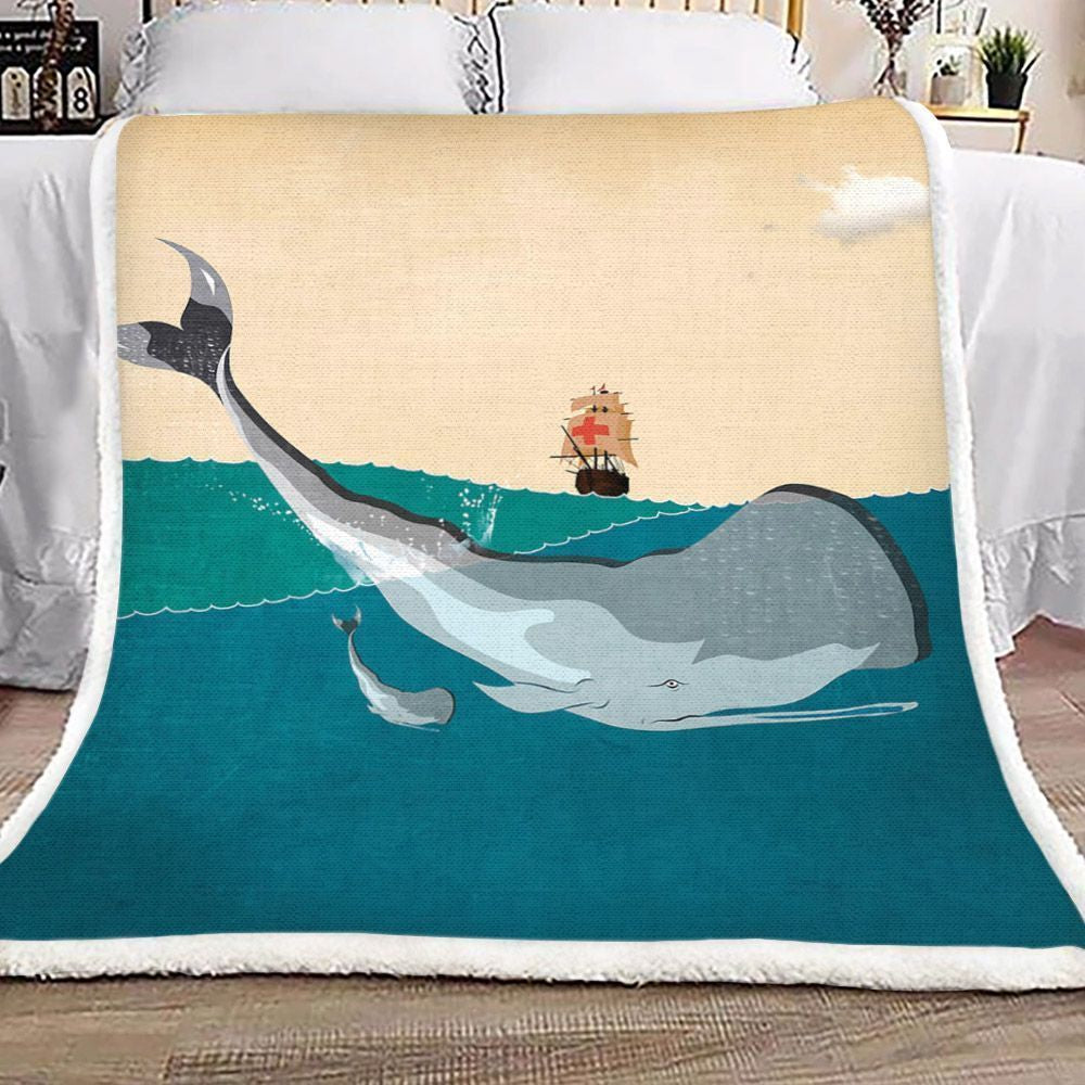 Whale Sherpa Fleece Blanket Koan