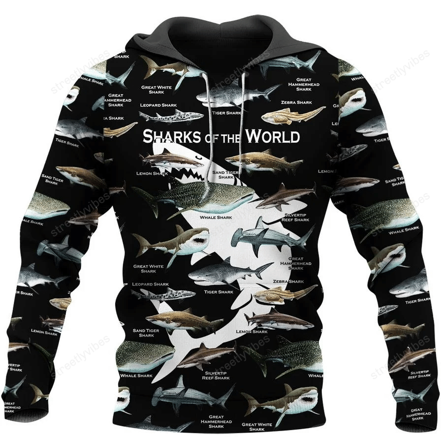 Sharks Of The World 3D All Over Printed Hoodie