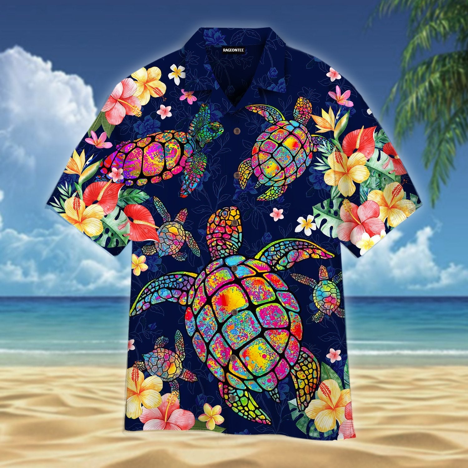 Turtle In Tropical Flower Hawaii Shirt For Men Women Adult Ha91127