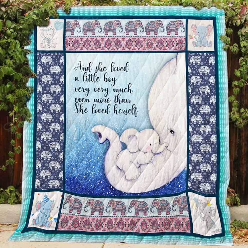 And She Loved A Little Boy Very Very Much Elephant  Quilt Blanket