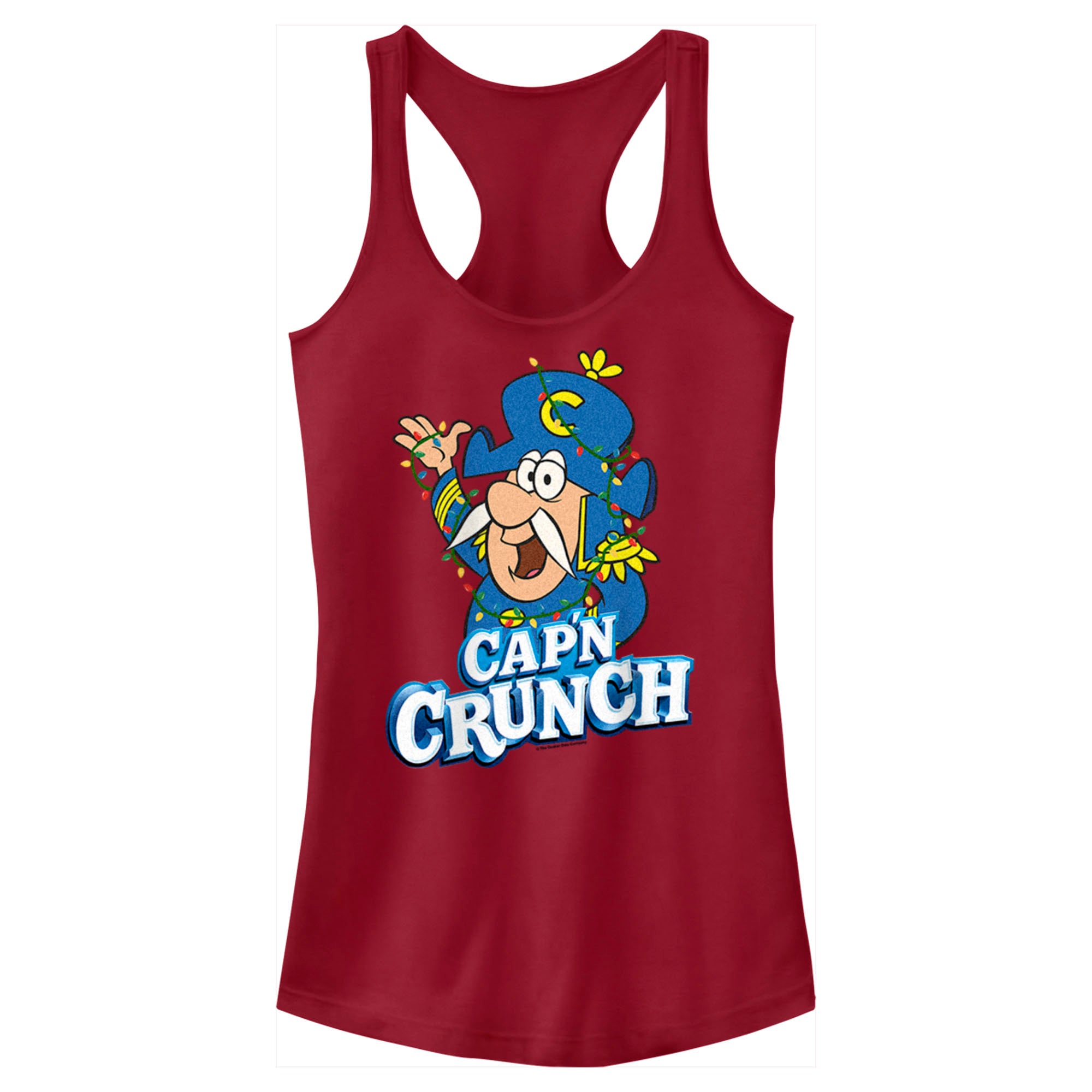 Junior’S Cap’N Crunch Christmas Lights Logo Racerback Tank Top