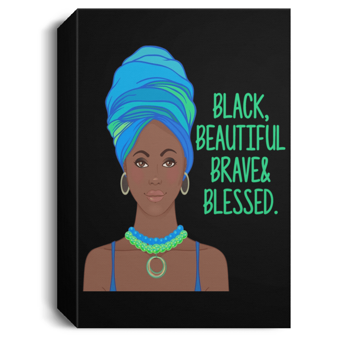 African American Canvas Art Afro Black Beautiful Brave Blessed Girl Canvas Black Art Living Room Decor