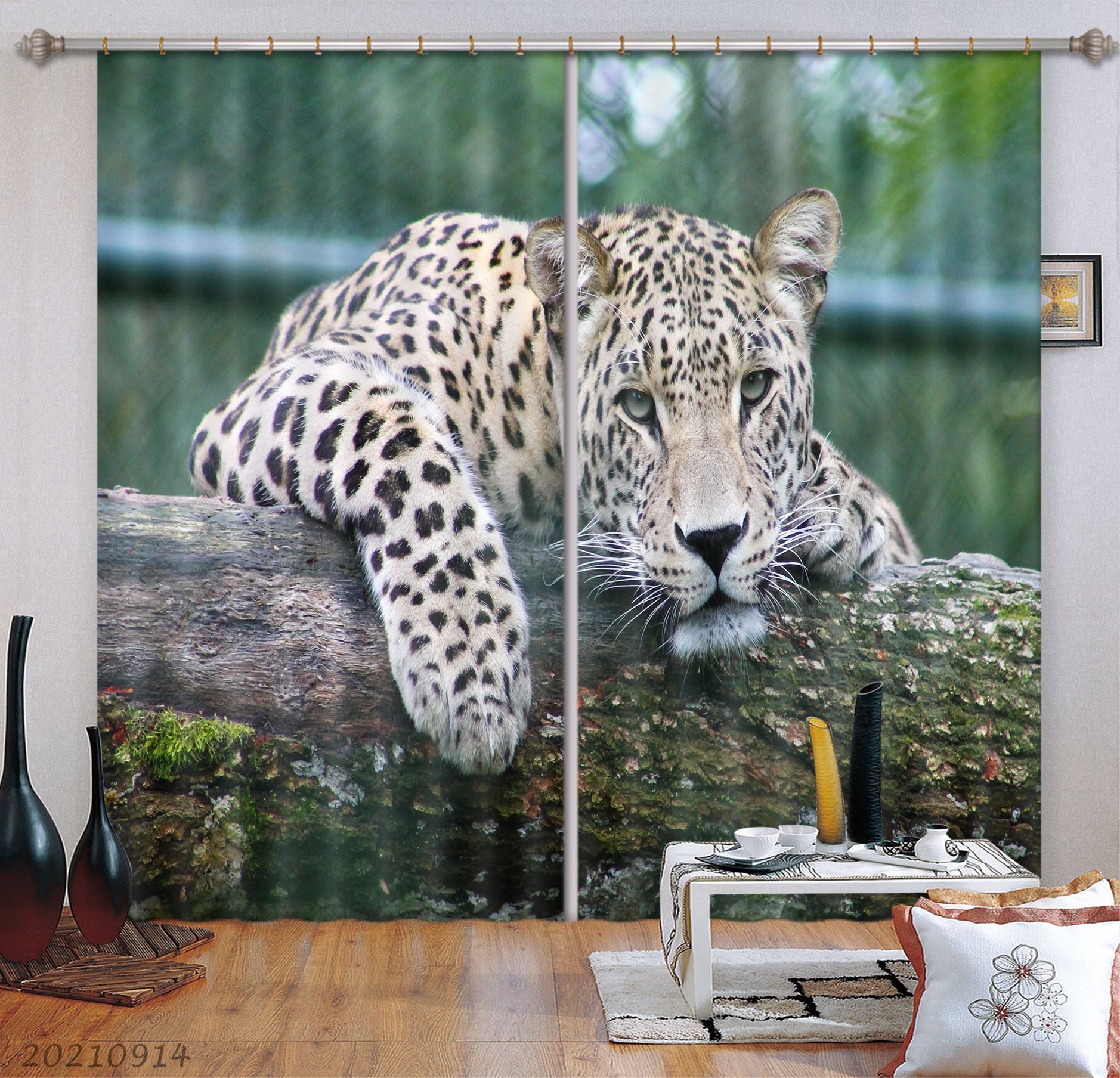 3D Zoo Animal Leopard Trunk Curtains And Drapes Lqh 202