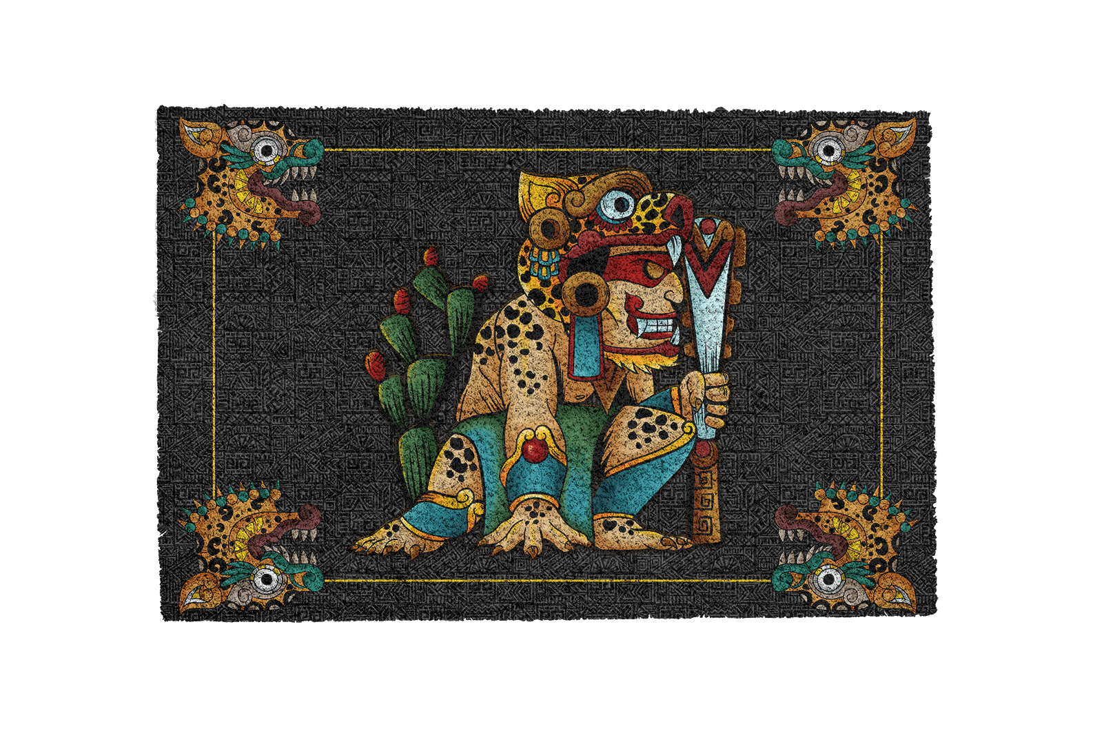 Brave Jaguar Warrior Aztec 3D All Over Printed Doormat