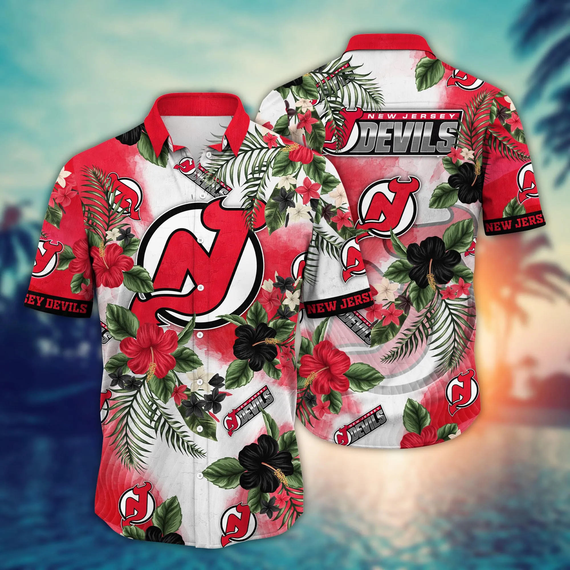 New Jersey Devils Nhl Hawaiian Shirt Pool Daystime Aloha Shirt