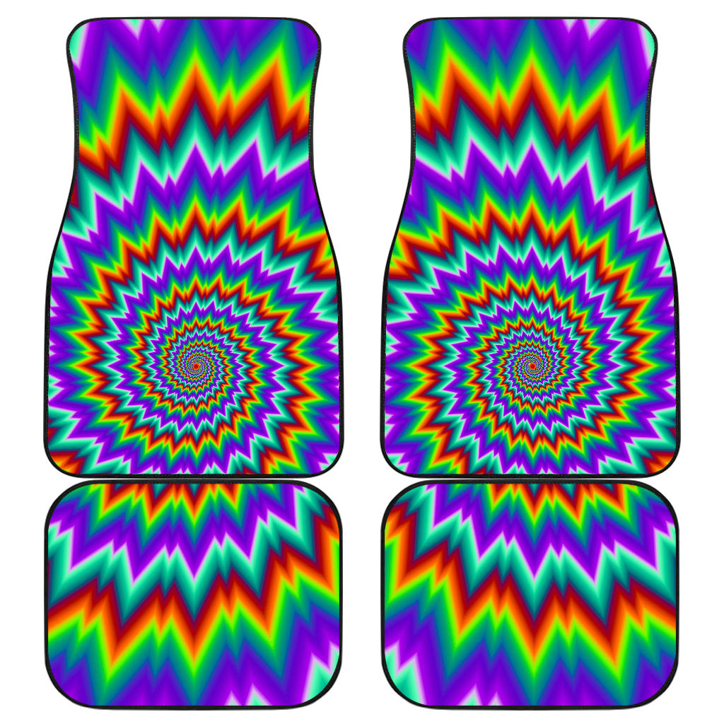 Psychedelic Spiral Optical Illusion Front And Back Car Floor Mats, Front Car Mat