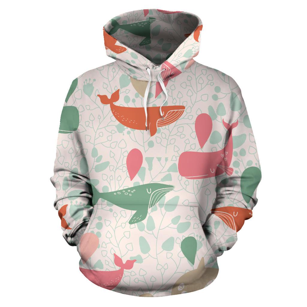 Cute Whale Pattern Men Women Pullover Hoodie