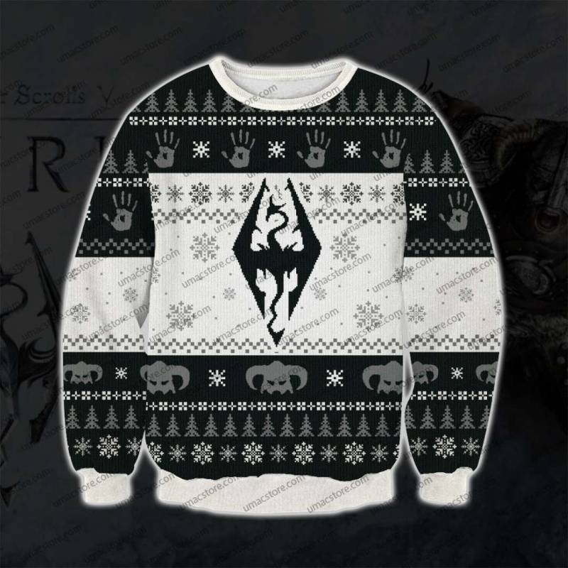 Skyrim 2210 3D Print Ugly Christmas Sweatshirt