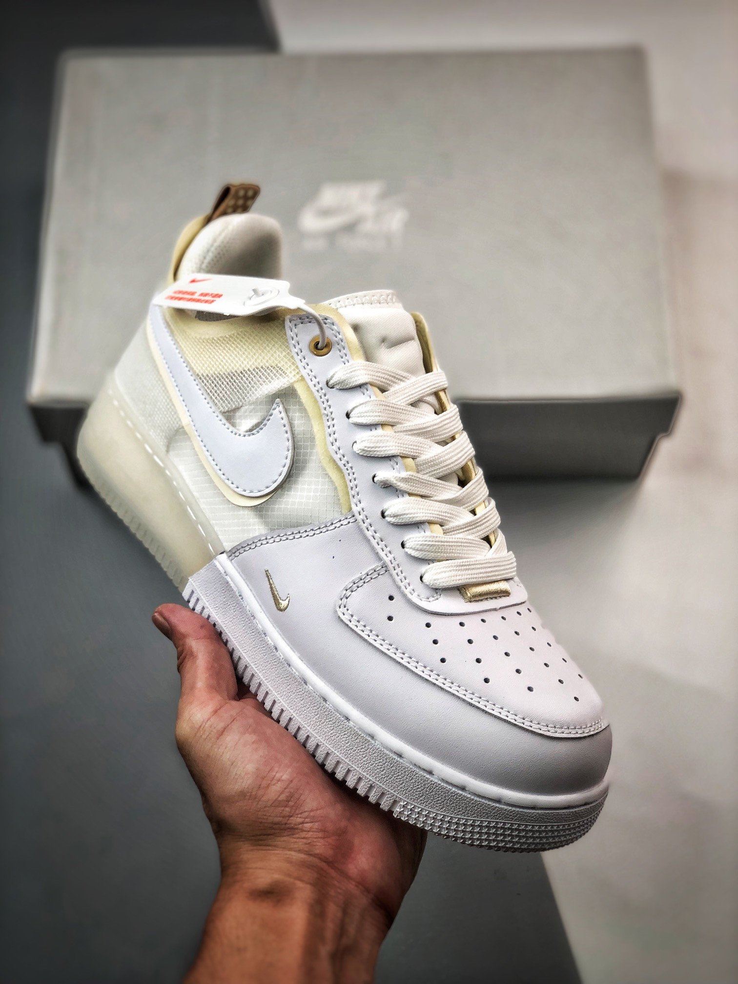 Nike Air Force 1 React WhiteCoconut Milk-LT Iron Ore DH7615-100 5340074