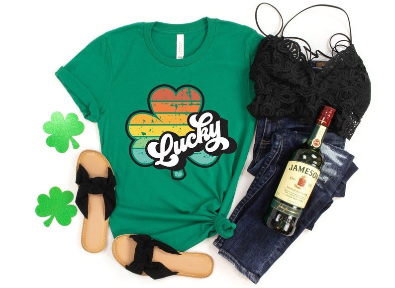 St. Patrick’S Day Lucky Retro Shirt, St Patricks Day Shirt, Irish Gifts, Clover Shirt, Shamrock Shirt, Leopard Shamrock