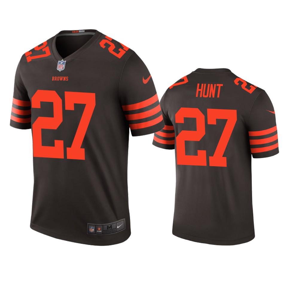 Cleveland Browns Kareem Hunt Brown Color Rush Legend Jersey – Mens