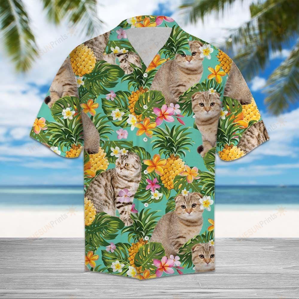 Tropical Pineapple Scottish Fold Hawaiian Shirt Ha21517