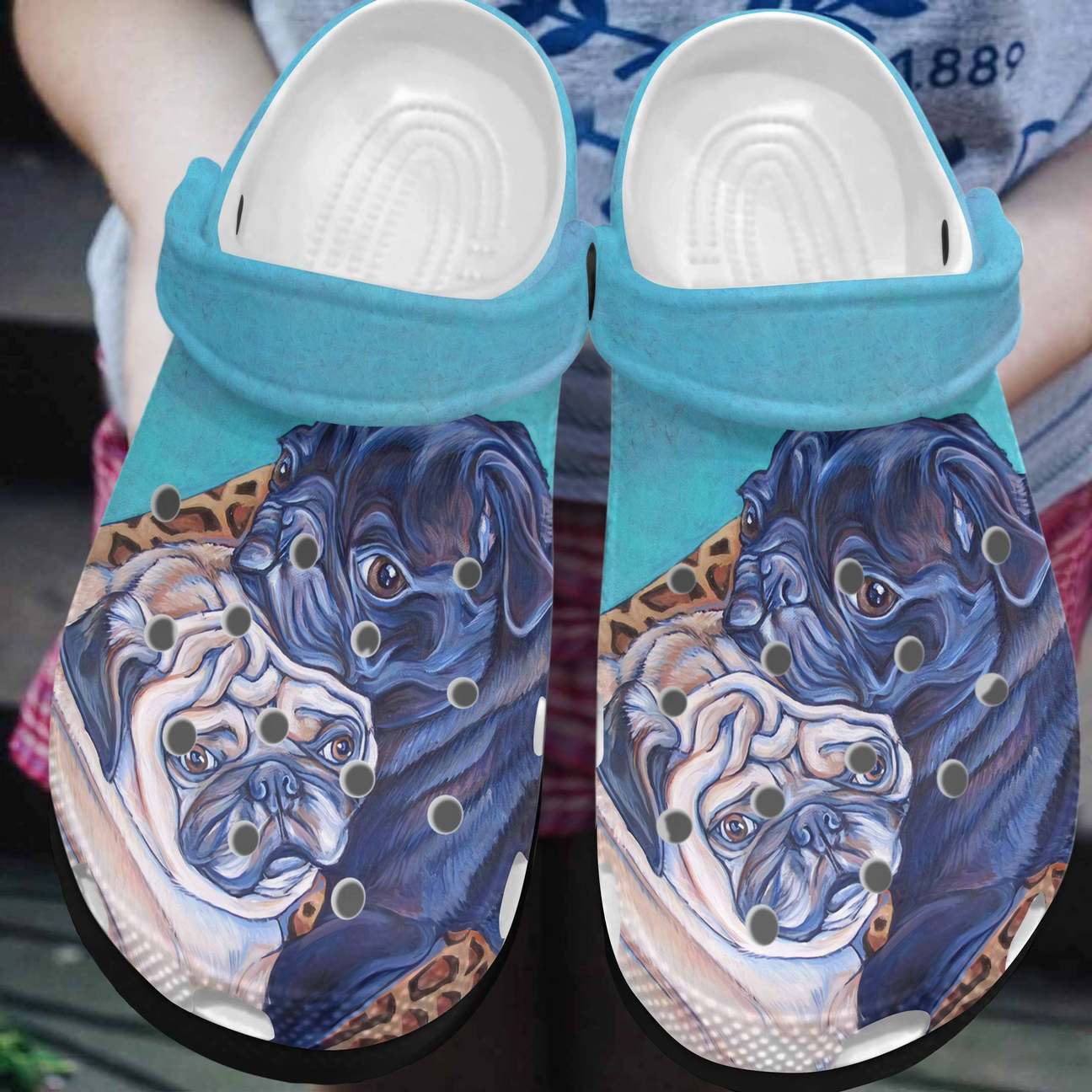 Pug Personalized Clog, Custom Name, Text, Color, Number Fashion Style For Women, Men, Kid, Print 3D Pug Couple