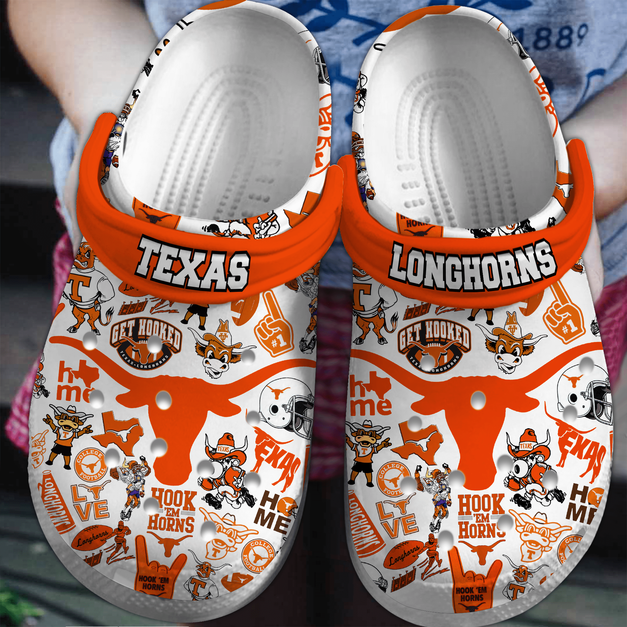 Texas Longhorns NCAA Sport Crocs Crocband Clogs Shoes Comfortable For Men Women and Kids 3