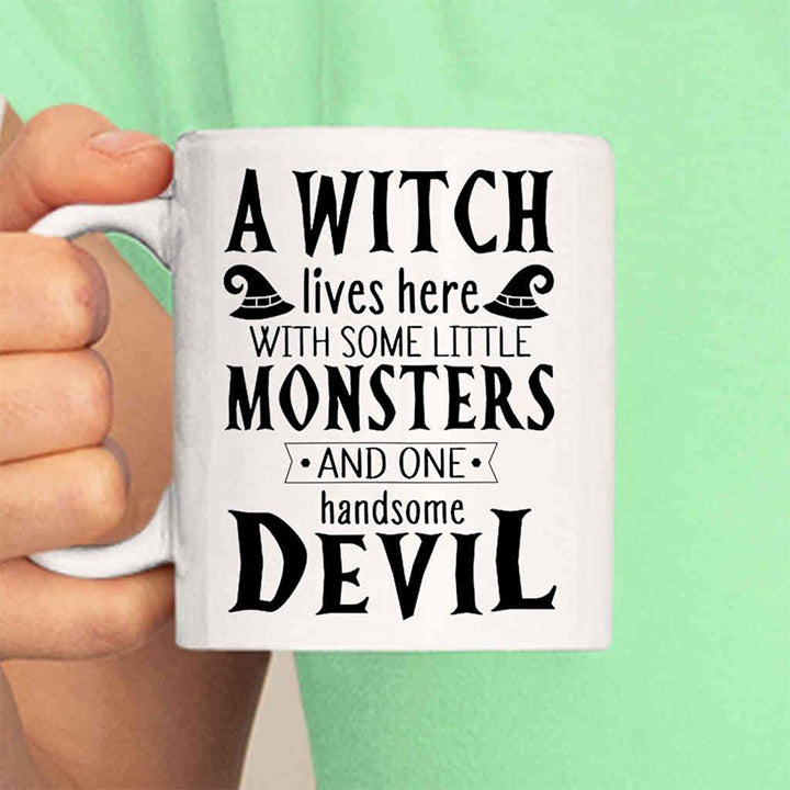 A Witch Lives Here With Some Little Monsters Halloween Coffee Mug 11Oz | Halloween Gifts