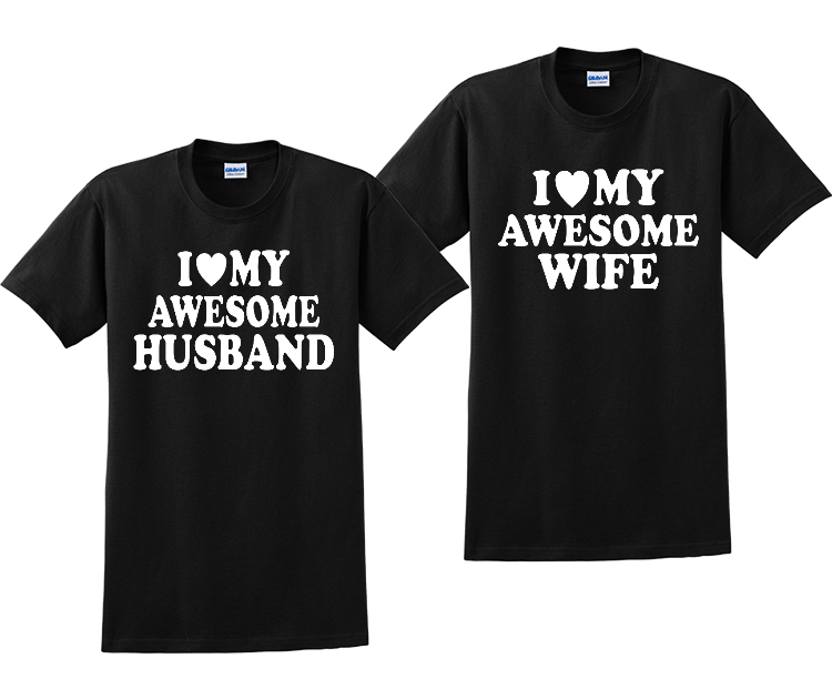I Love My Awesome Husband And Wife Couples Matching T-Shirts