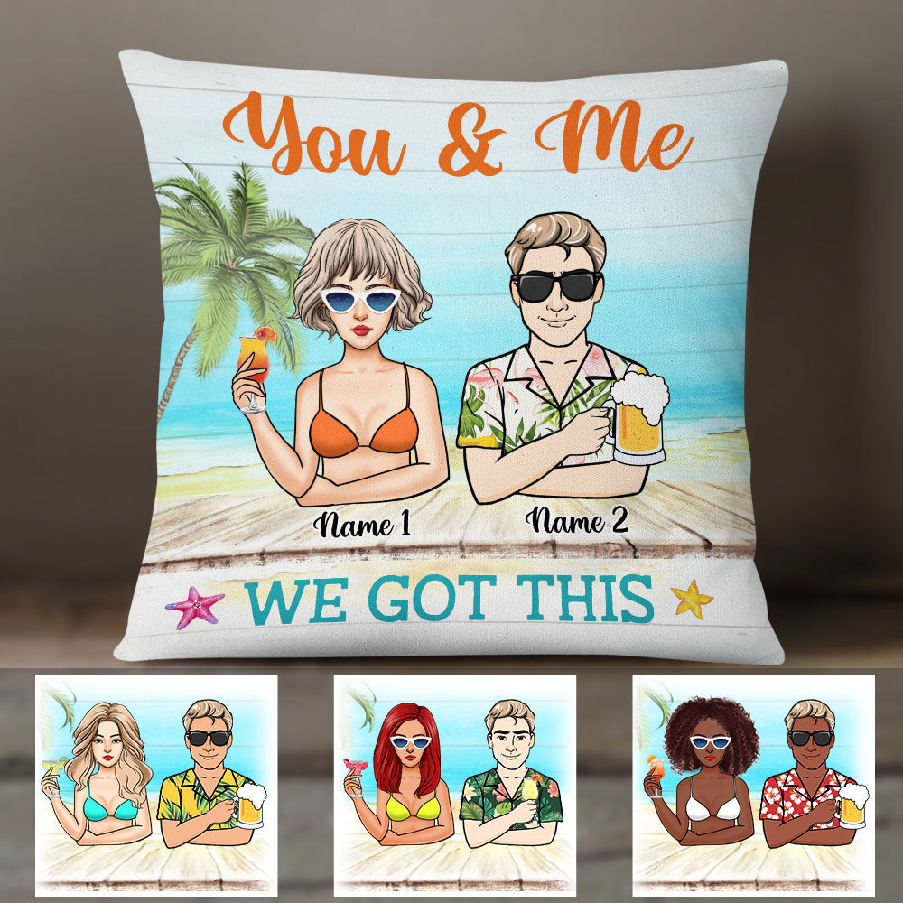 Personalized Summer Beach Couple Pillow Jn141 87O58 (Insert Included)