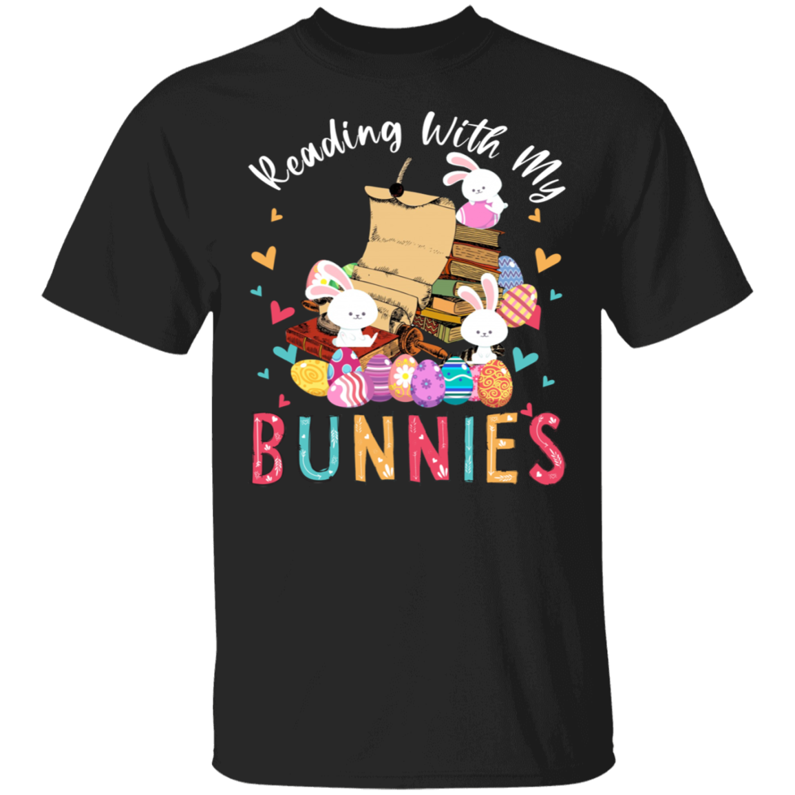 Bookworm Easter Shirt Reading With My Bunnies Funny Easter Bunny Book Bookworm Readers Gifts T-Shirt