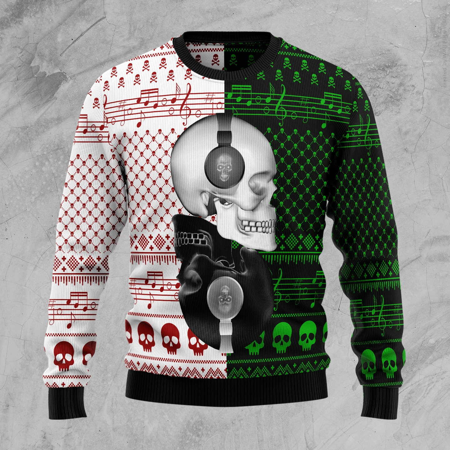 Skull Yinyang Christmas Ugly Sweater