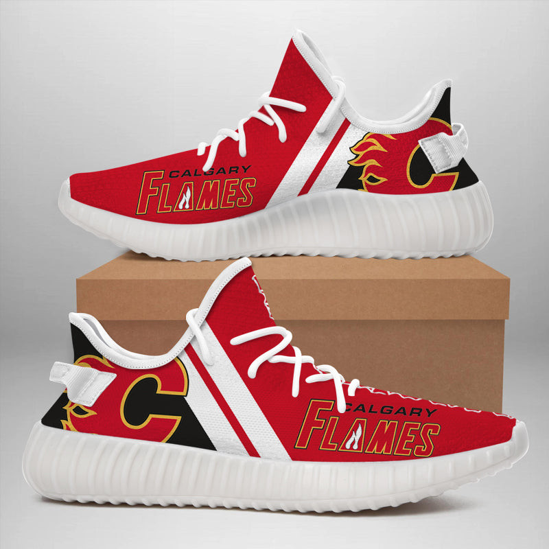 Calgary Flames Sneakers Big Logo Yeezy Shoes Art 532