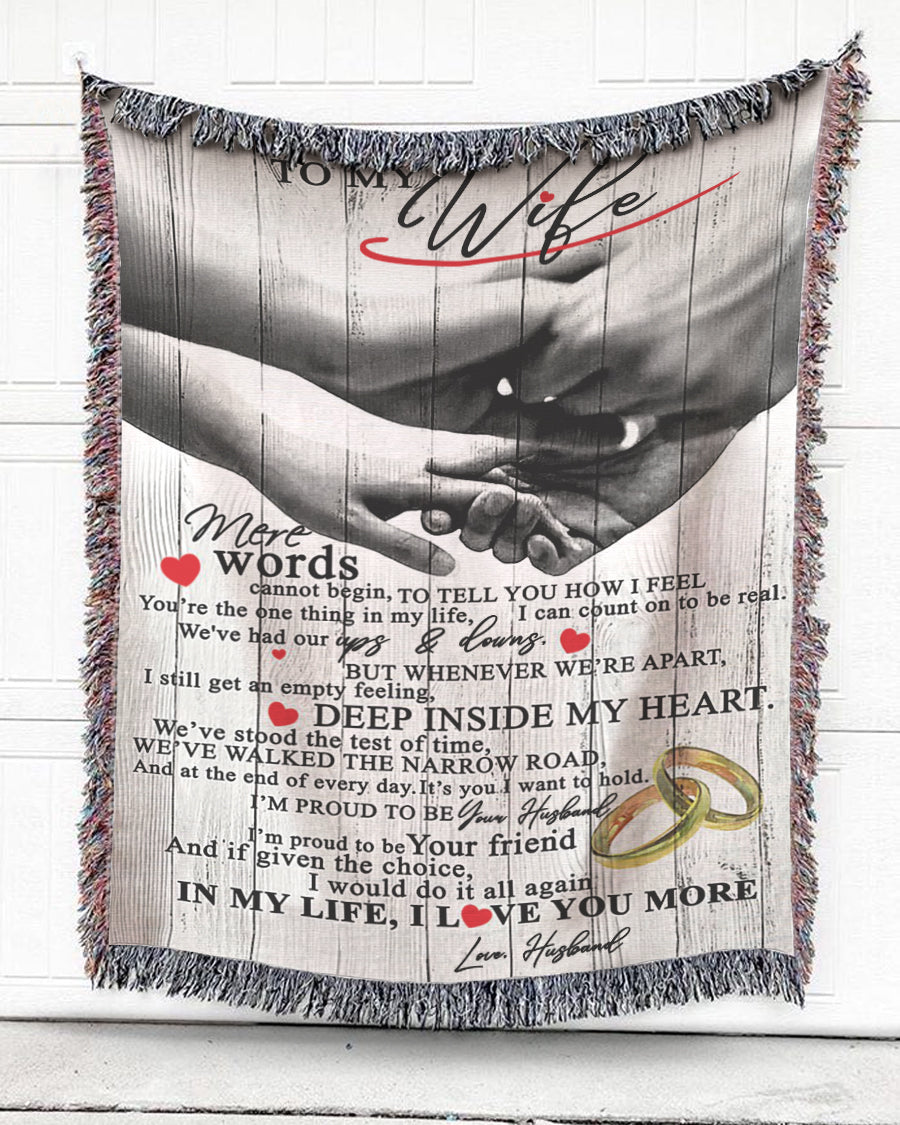 Woven Throw For Wife Wedding Anniversary Gift, The Rings – Deep Inside My Heart, Cotton Blanket