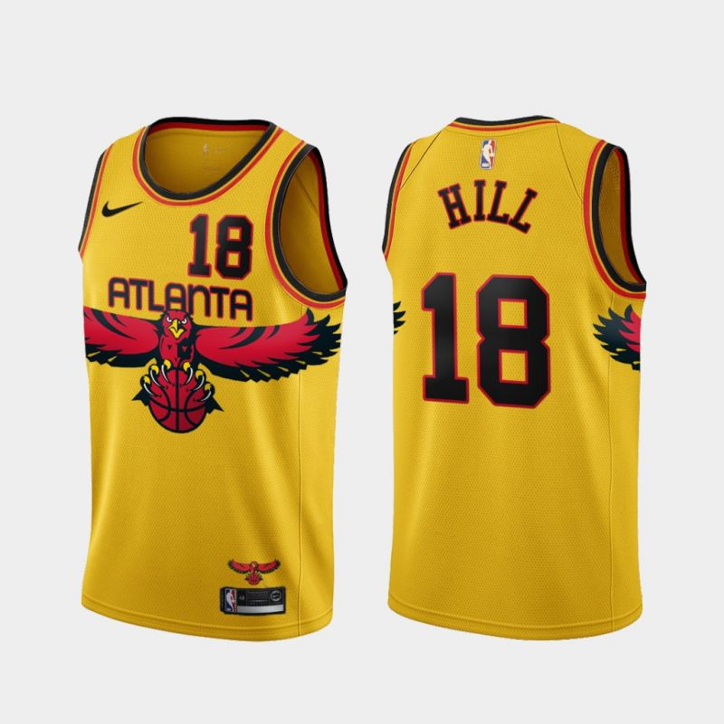 Atlanta Hawks Solomon Hill 18 NBA 2021-22 City Brandedition Gold Jersey Gift For Hawks Fans