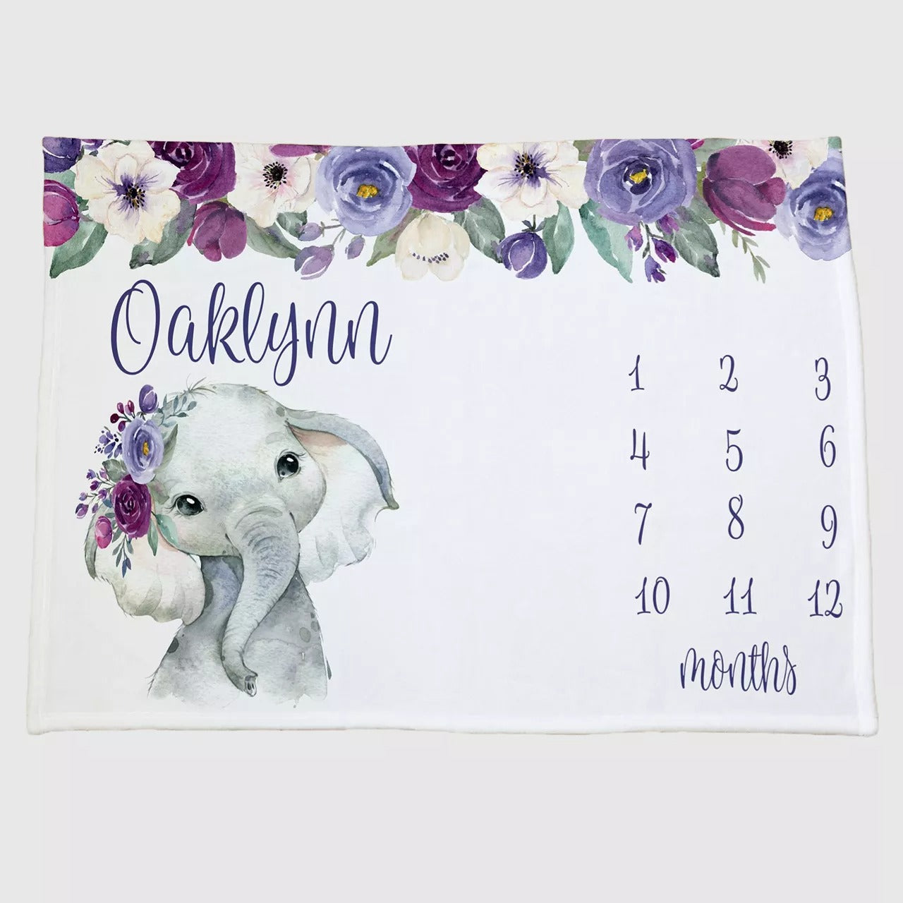 Personalized Baby Milestone Blanket Gift For Newborn Baby Fullmonth Gift Throw Blanket Cute Elephant Baby Kid Blanket