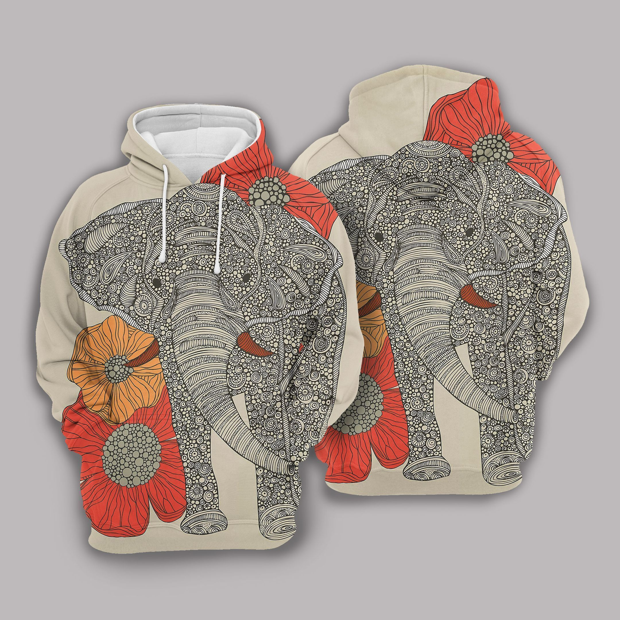 Mandala Elephants Hoodie Bt01