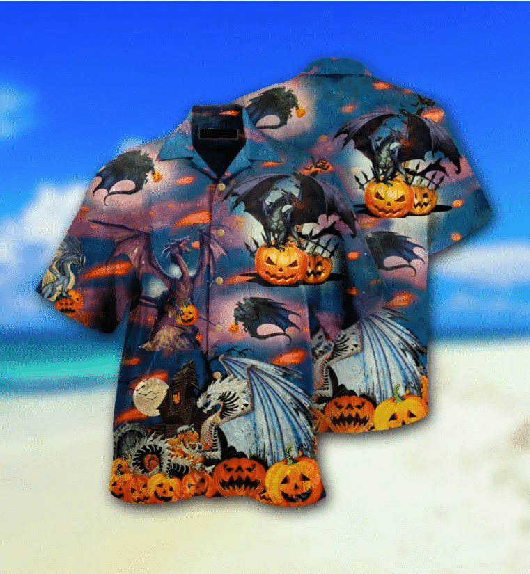 Halloween Cosmos Dragon Angry Evil Pumkin Hawaii Aloha Shirts Dh Ha9299