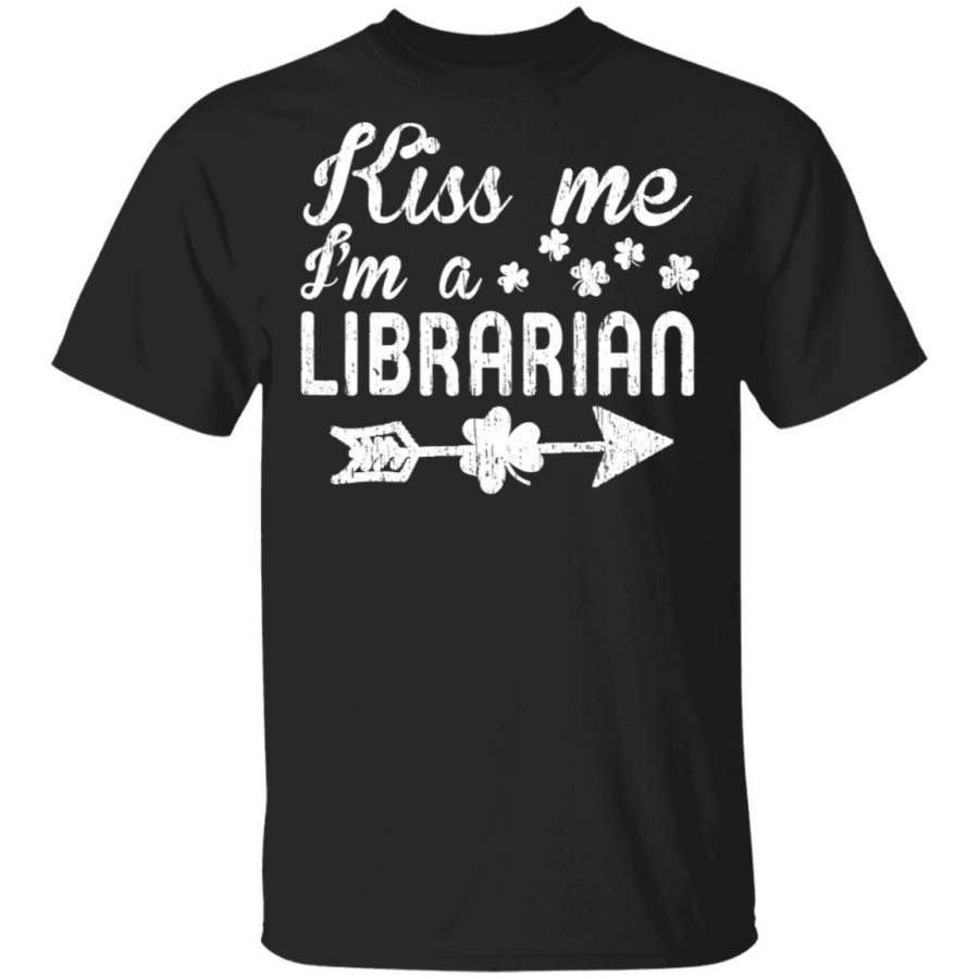 Vintage Kiss me i’m a Librarian shamrock Fun St Patricks Day T Shirt Saint Paddys Patricks Tshirt Lucky Shirts Drink Green Beer Irish Gifts Funny Tee