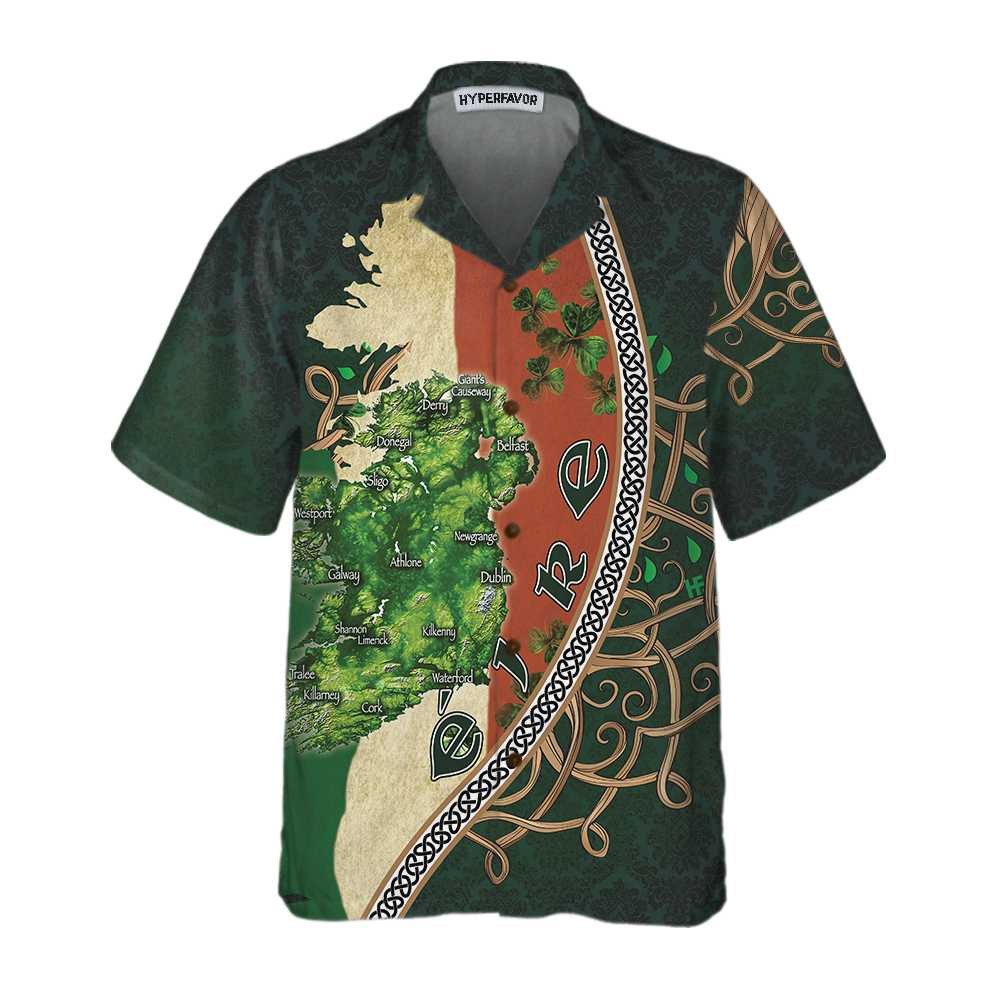 Ireland Map Happy Saint Day Hawaii Button Up Shirt For Men Ha5663