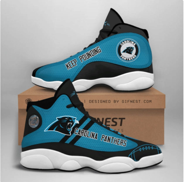 Black Stripes In Blue Carolina Panthers Logo Air Jordan 13 Printing Shoes Sneaker