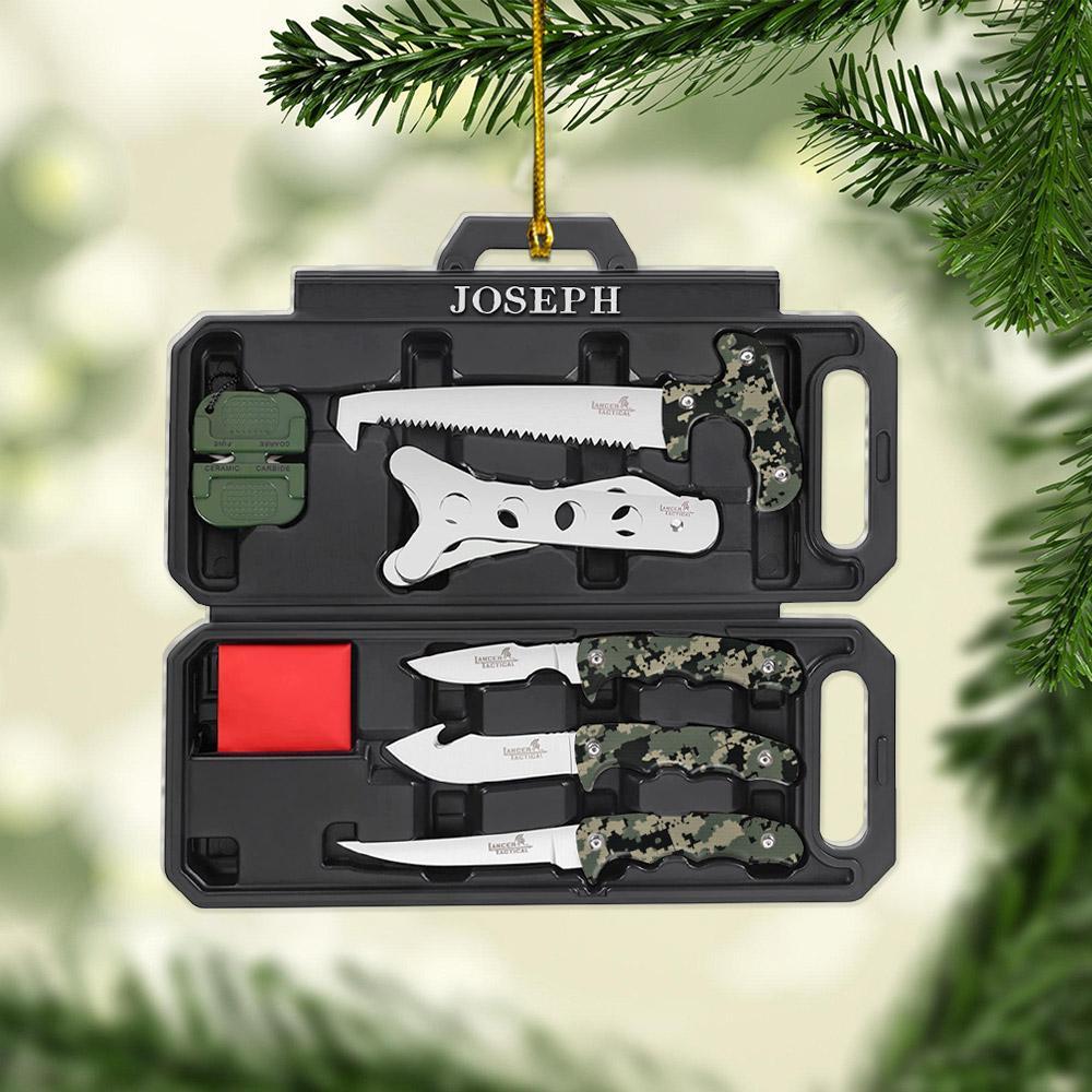 Personalized Flat Ornament For Hunters, Field Dressing Kit Hunting Knife Set, Name & Camo Patterns Can Be Changed V3