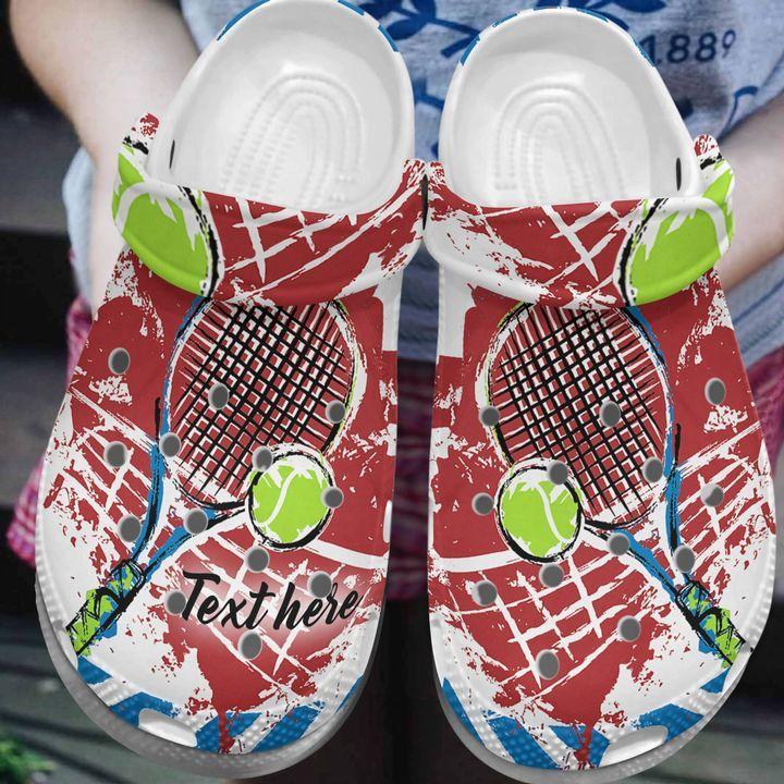 Tennis Personalized Personalize Clog, Custom Name, Text, Fashion Style For Women, Men, Kid, Print 3D Whitesole