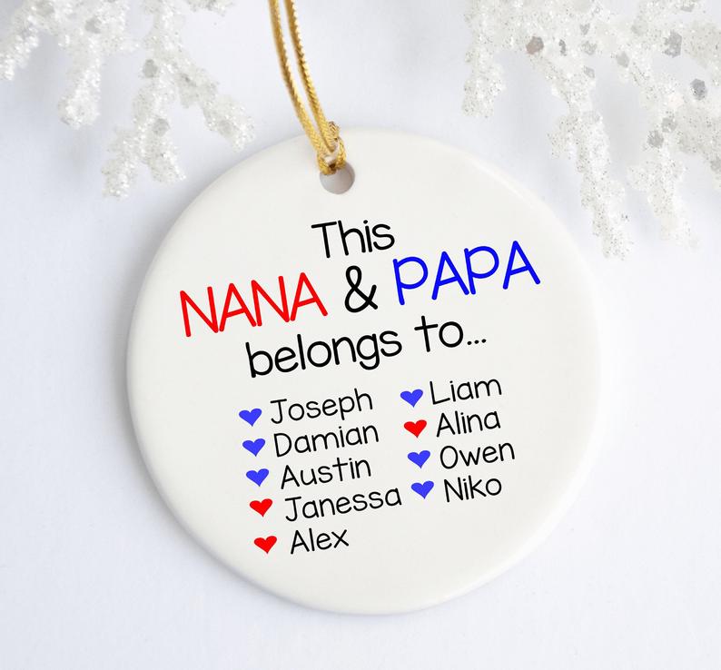 This Nana And Papa Belongs To With Grandkids Ornament