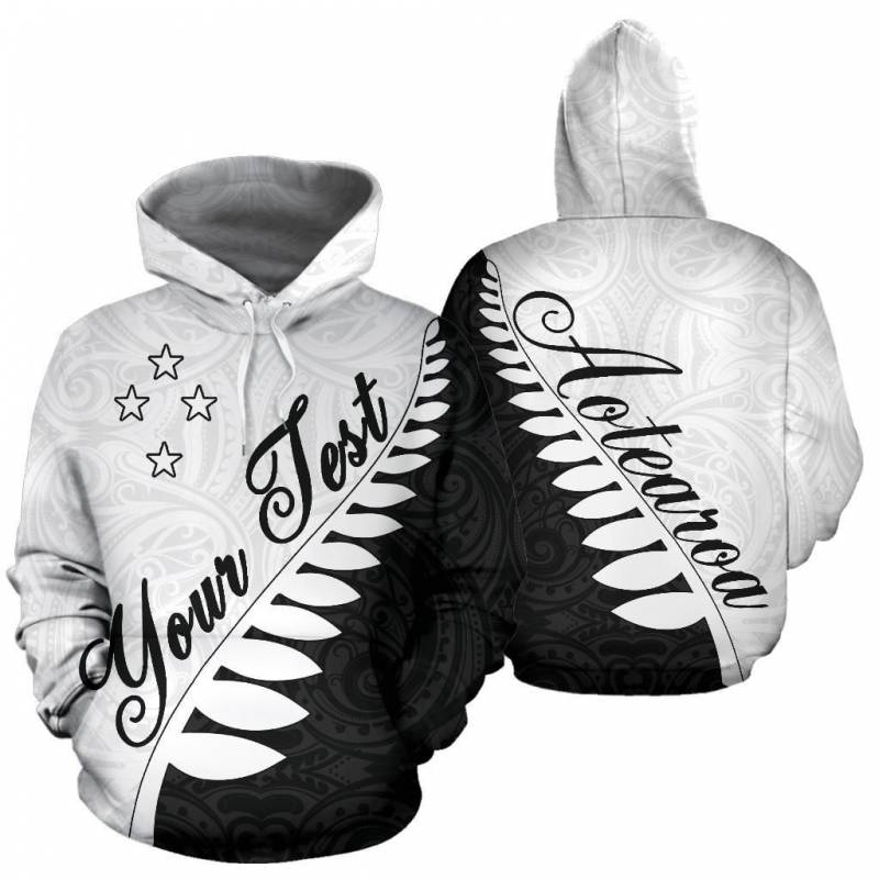 Aotearoa Silver Fern Hoodie Black White – Custom Style Unlimited K4