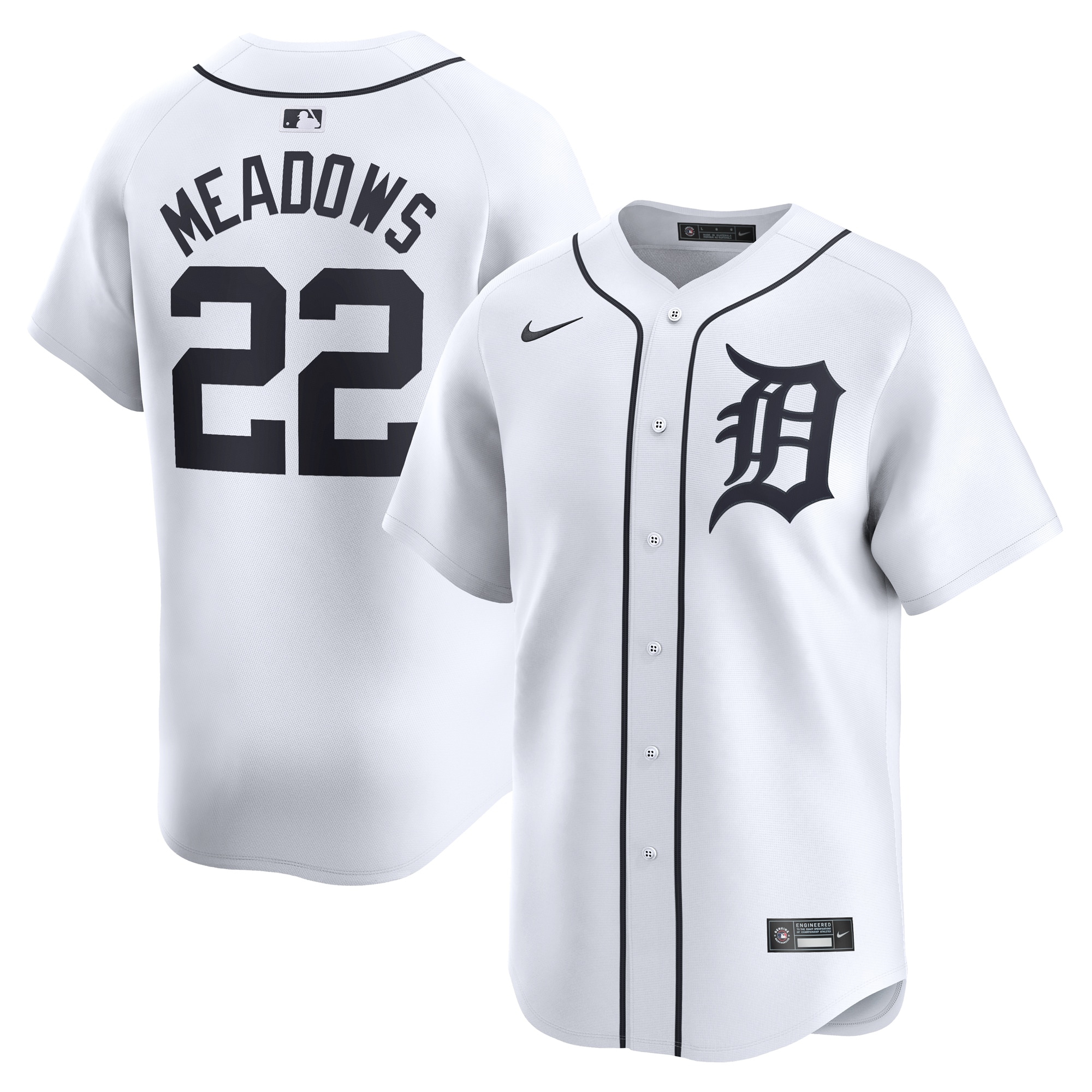 Parker Meadows Detroit Tigers Home Limited Player Jersey – White