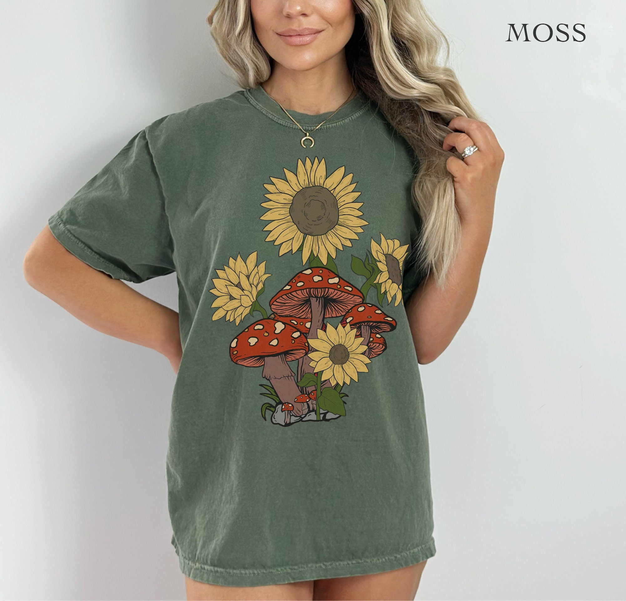 Sunflowers & Mushrooms Comfort Colors Graphic Tee