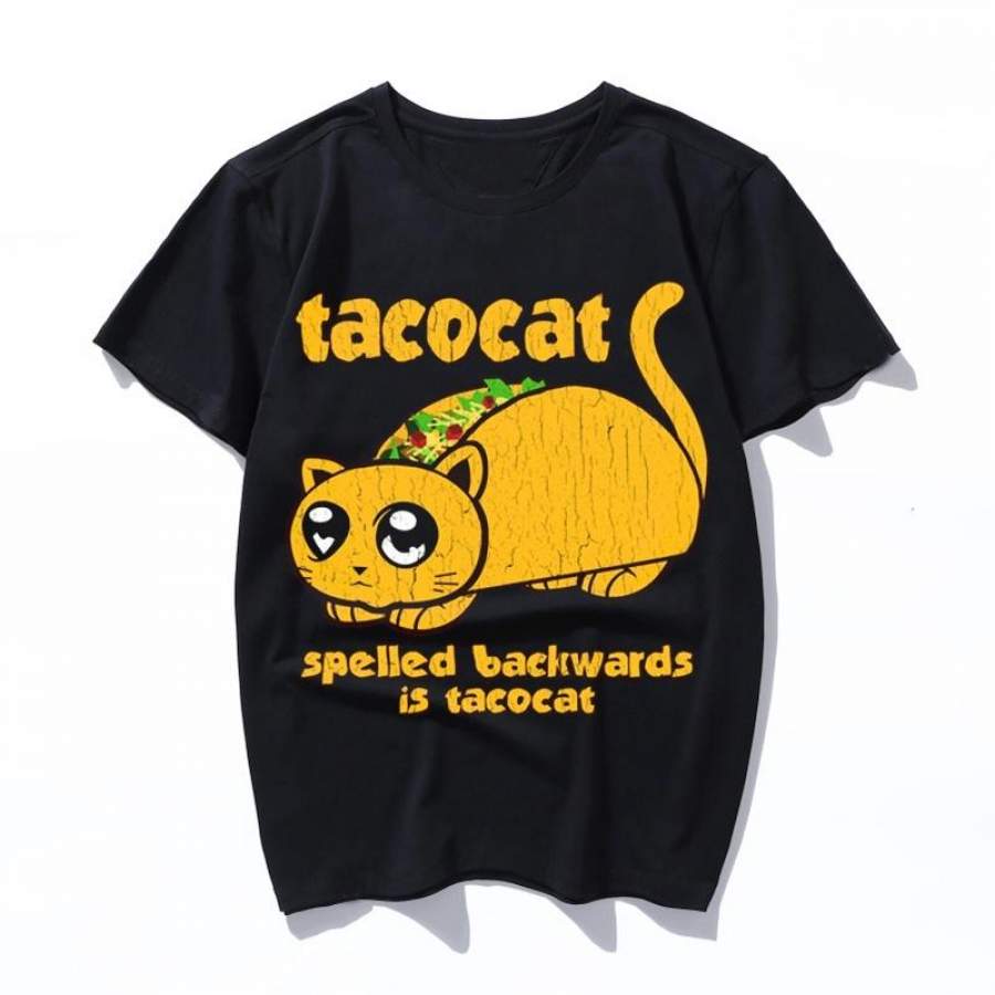 funny tacocat vintage distressed look Summer Women T-Shirt Cartoon Print O Neck Short Sleeve Cotton T Shirt Harajuku Tshirt Men Casual Plus Size