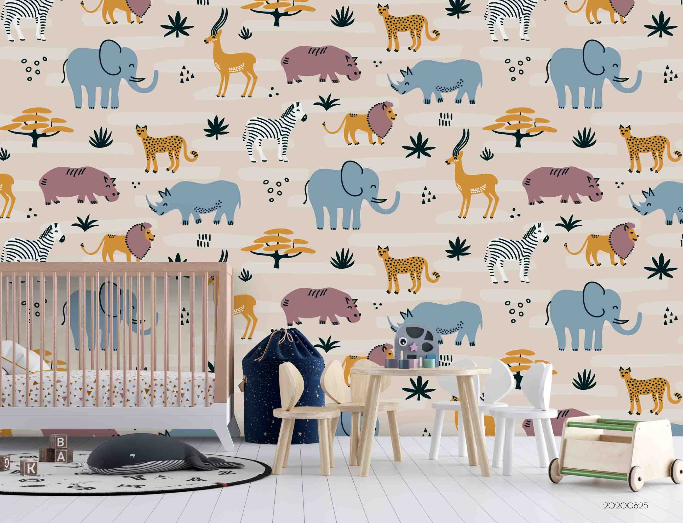 3D Cartoon Animal Elephant Wall Mural Wallpaper Lqh 23