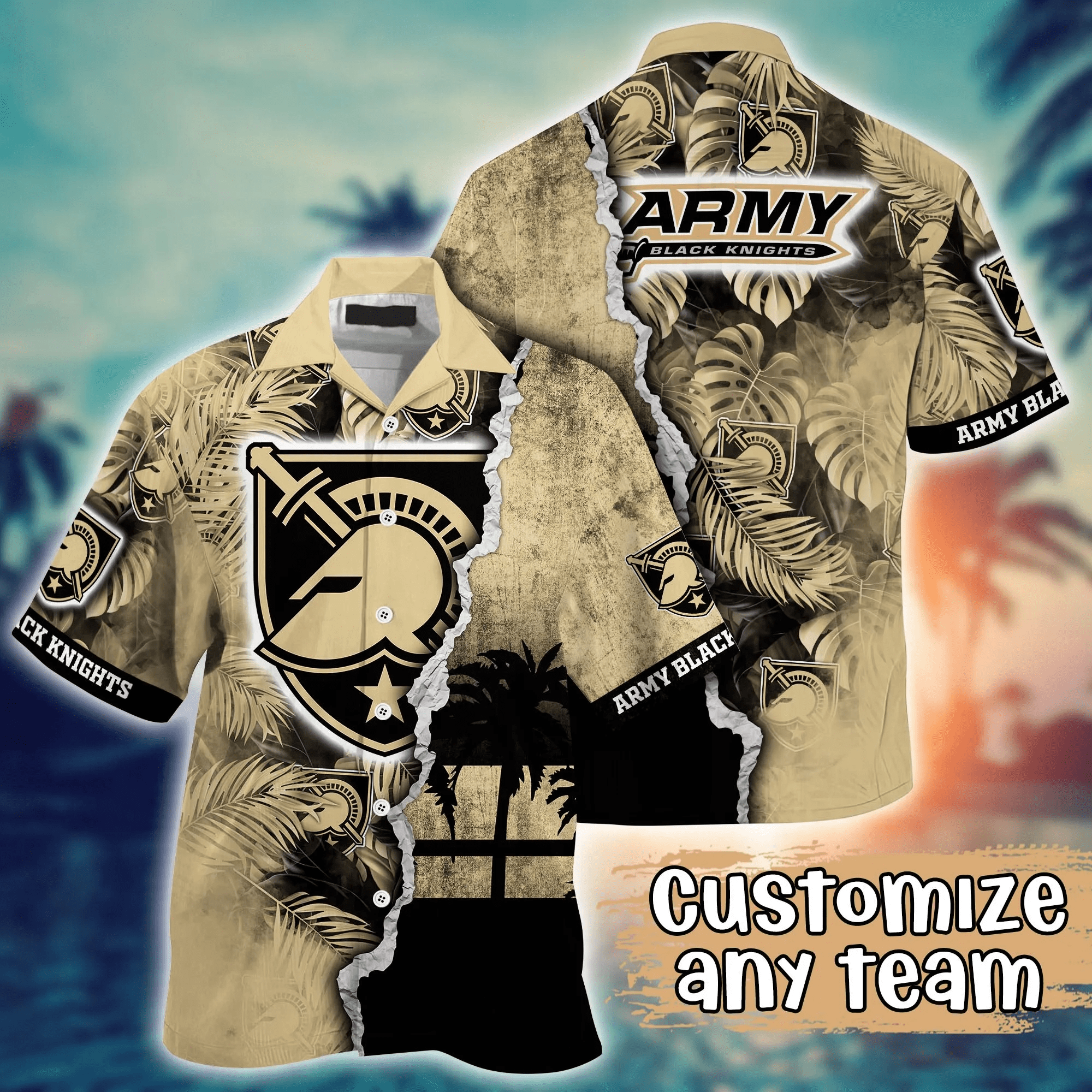 Army Black Knights NCCA Hawaiian Shirt Custom Sun Rays The Green Pitch Sport Shirts