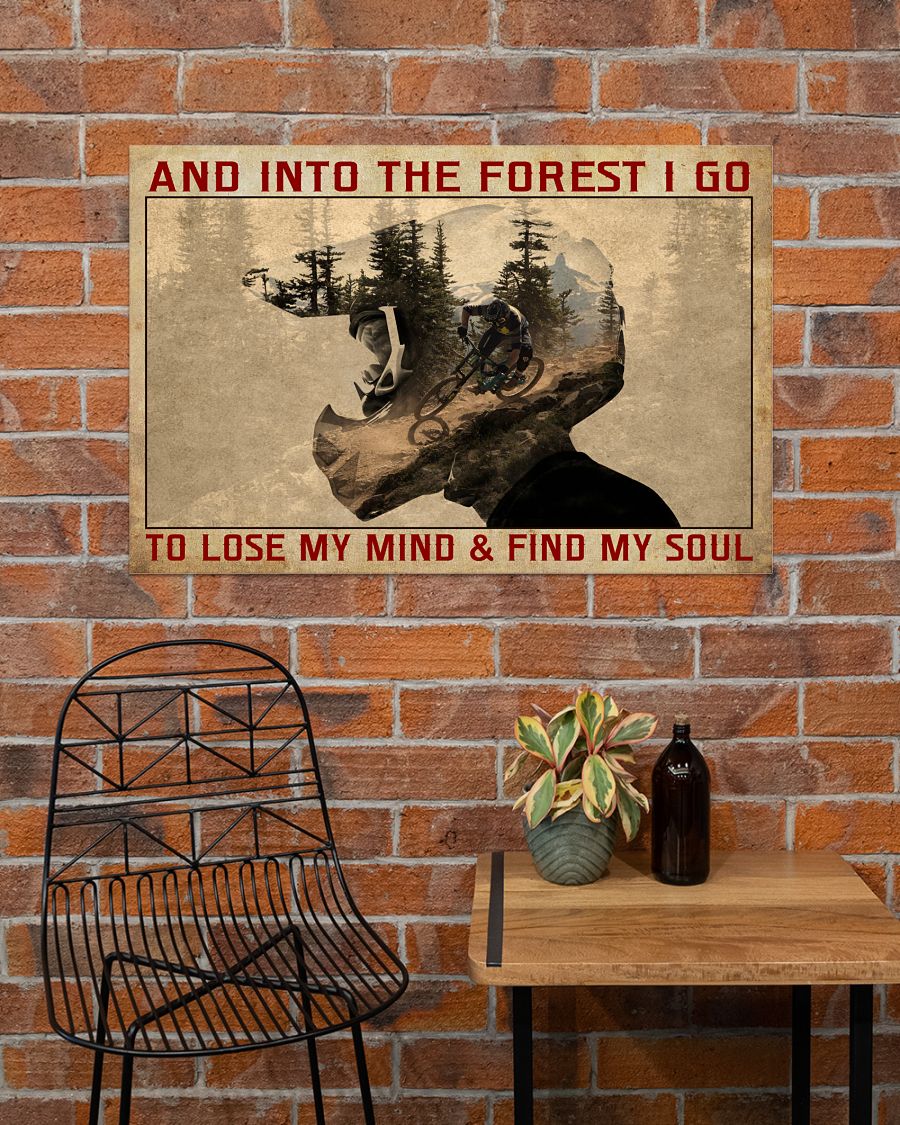 And Into The Forest I Go Mtb Poster Mountain Biker Poster Wall Art Home Decor Mountain Biking Gifts